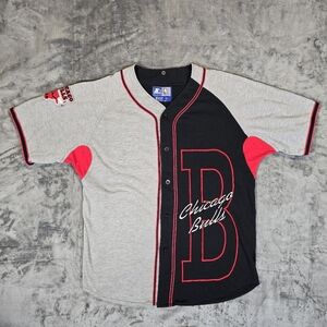 Vintage Starter Jersey Chicago Bulls Baseball Style NBA Size Medium